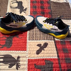 Brooks Navy and Yellow Athletic Shoes